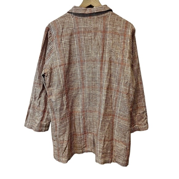 J. Jill Blazer Jacket Linen Blend Women's Harper Henna Plaid Oversized Petite L - Picture 5 of 14